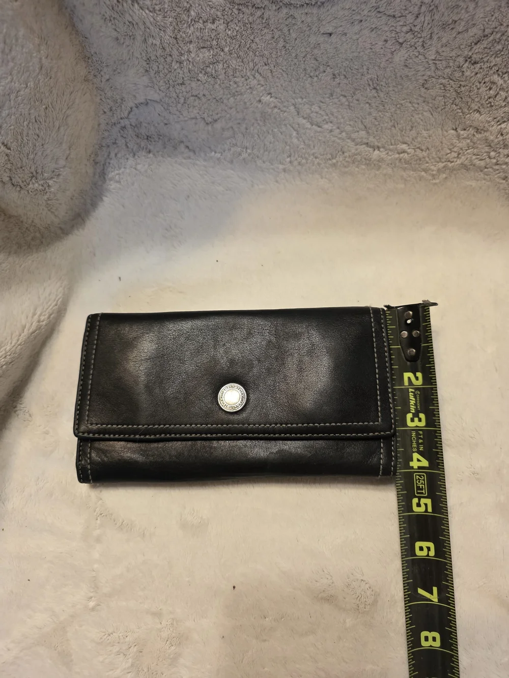 Coach Black Leather Trifold  Walley